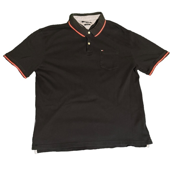 Tommy Hilfiger Polo Shirt – Black – with Red Trim - Men’s 3XL - Picture 1 of 9
